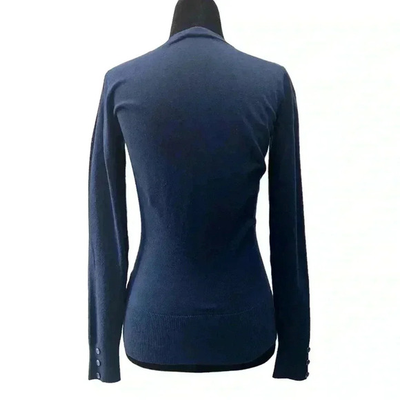 Ricki’s Cardigan V Neck Button Front Fitted Blue Size Small - Picture 2 of 16